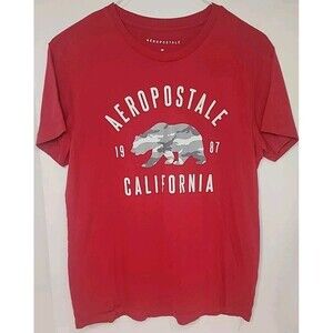 Aeropostale Medium Mens Red Bear 1987